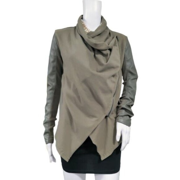 Blank NYC Jackets & Blazers - Blank NYC Faux Suede Leather Draped Moto Asymmetrical Jacket Green XS